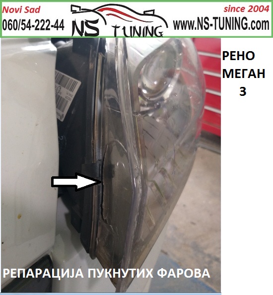 renault megane 3 xenon  reparacija mokrih farova lepljenje dihtovanje poliranje novi sad tuning